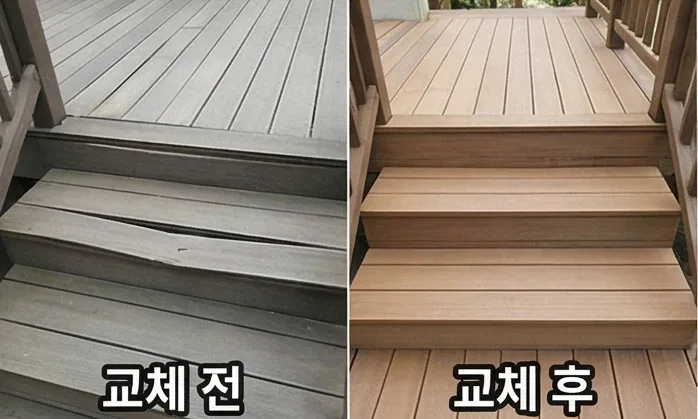목재 데크 계단 보수